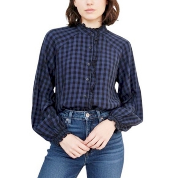 CAbi Tops - CAbi Ruffle Aberdeen Plaid Button Up Shirt